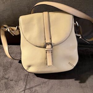 Classic Liz Claborne Cream Crossbody Bag with Buckle Detail
